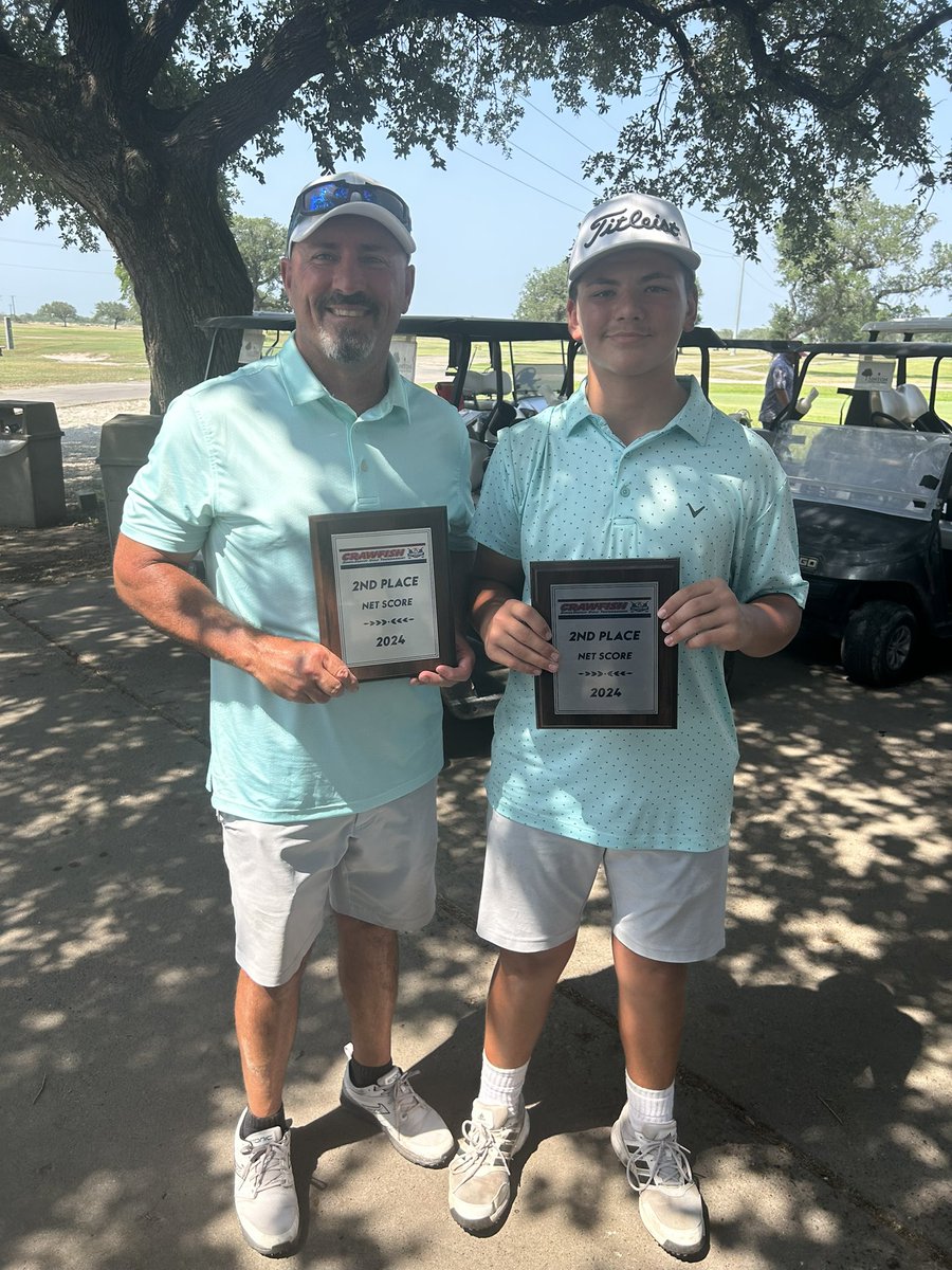 What a great start to the weekend! We had our Carroll spring football game last night, and today Seth and I finished 2nd in our first scramble golf tournament together! @KimNeatherlin