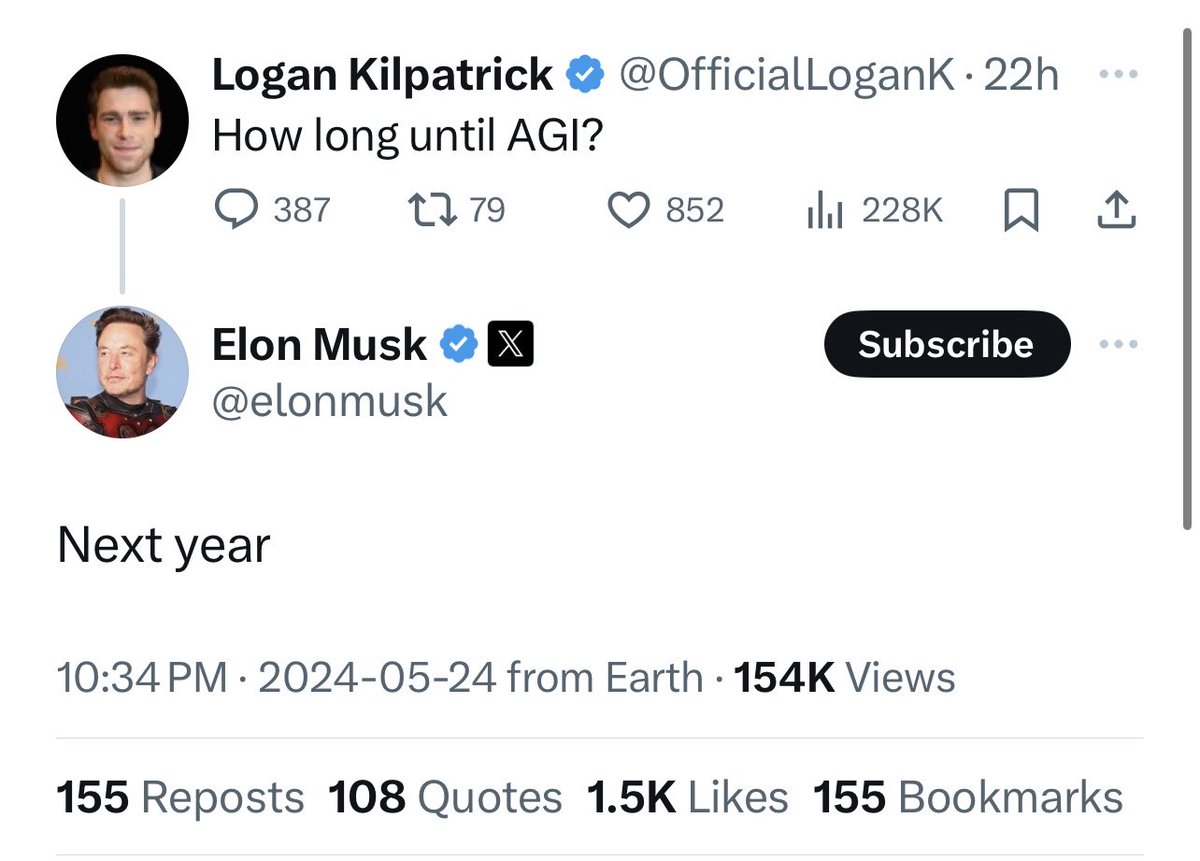 AGI will be next year.

If Elon is correct, you know what it means to $NVDA stock! ⁦

@elonmusk⁩