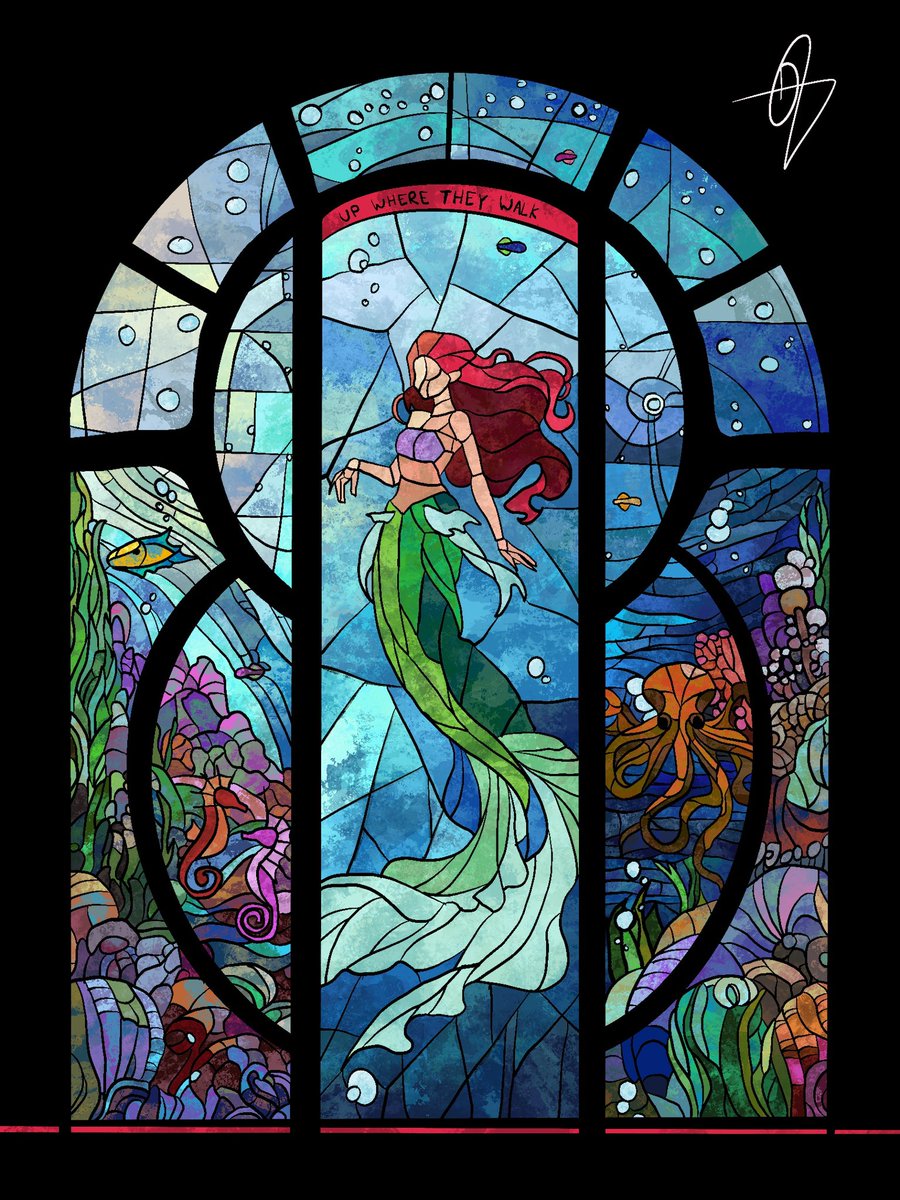 My entry to #mermay is a little Disney #fanart of Ariel! #stainedglass #mermaid #underthesea