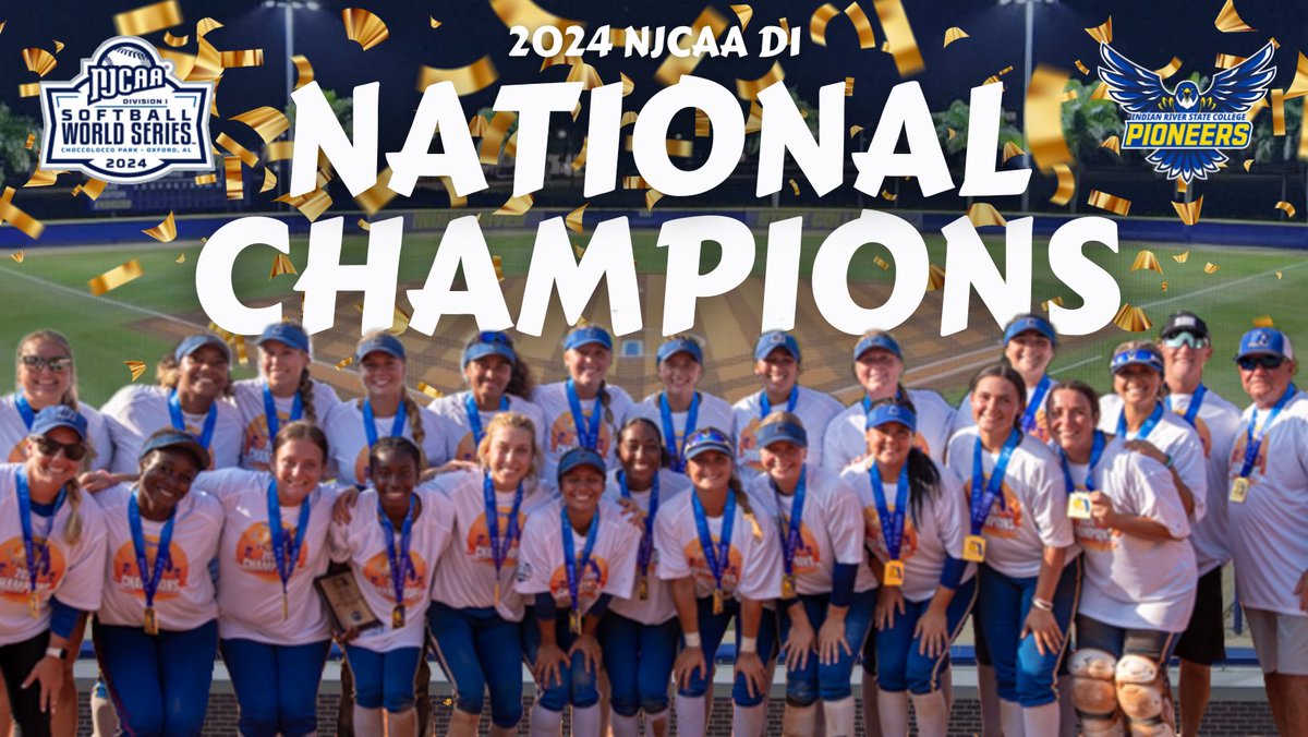 IRSCAthletics's tweet photo. PIONEERS WIN!!! Indian River are the 2024 NJCAA D1 National Champions!

They defeated the #1 seed McLennan not once, but twice to clinch the World Series title. https://t.co/hznpw7UKSV
