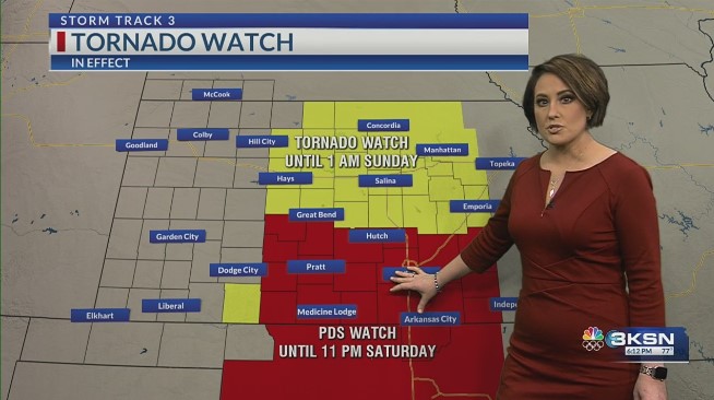 #KSWX #OKWX #NEWX STORM TRACK 3 FORECAST: Multiple TORNADO and SEVERE THUNDERSTORM watches are in effect through early tonight. Please be weather aware and have different ways to receive warnings. The KSN Storm Track 3 weather team and I will keep you advised on-air and