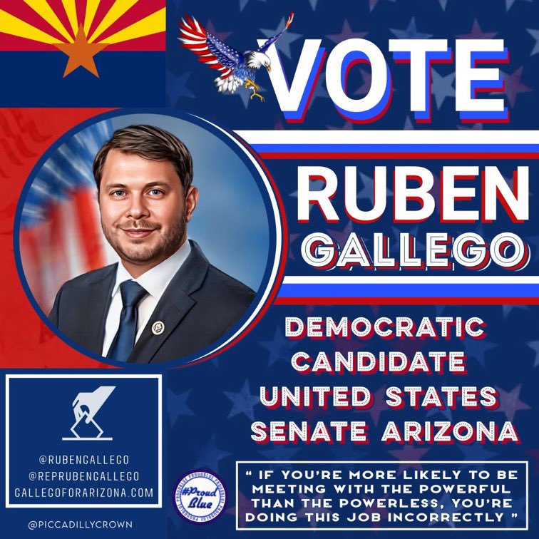 @debbie156 @RubenGallego Vote @RubenGallego for Arizona Senate.
#ProudBlue  #VoteBlueToSaveDemocracy
#Allied4Dems #DemsVoice1