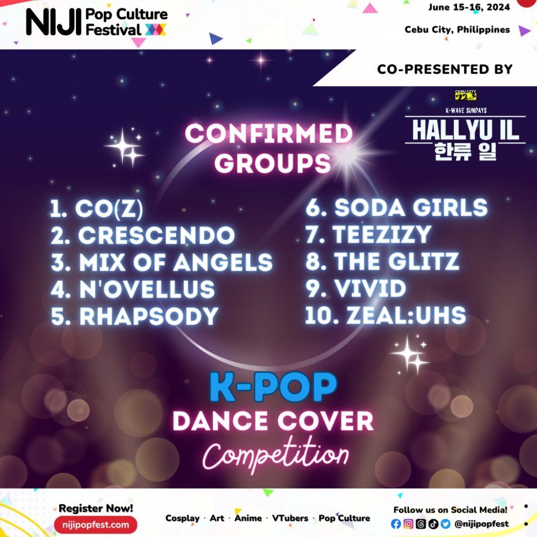 We will see you at the newest venue for fun events, Atrium of GMall of Cebu for the finals of the NIJIPOP and HALLYU IL Kpop Dance Cover Contest. Get your weekend passes now @NijiPopFest Competition begins at 1PM #HALLYUIL923event #GMallOfCebu