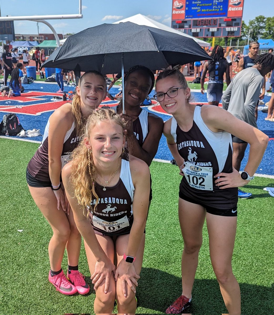 D11Sports's tweet photo. RUNNING REPORTER: 

A great job this weekend by @D11Sports Student Reporter Alivia Bear (@AliviaBear484) of Catasauqua High School. 

Between taking part in the 4x400 relay at the @PIAASports State Track and Field Championships- Alivia also used her time at Shippensburg University providing  excellent coverage of many of our @PIAADistrictXI athletes over the last two days. 

Well Done!!!! @CHSRoughRiders