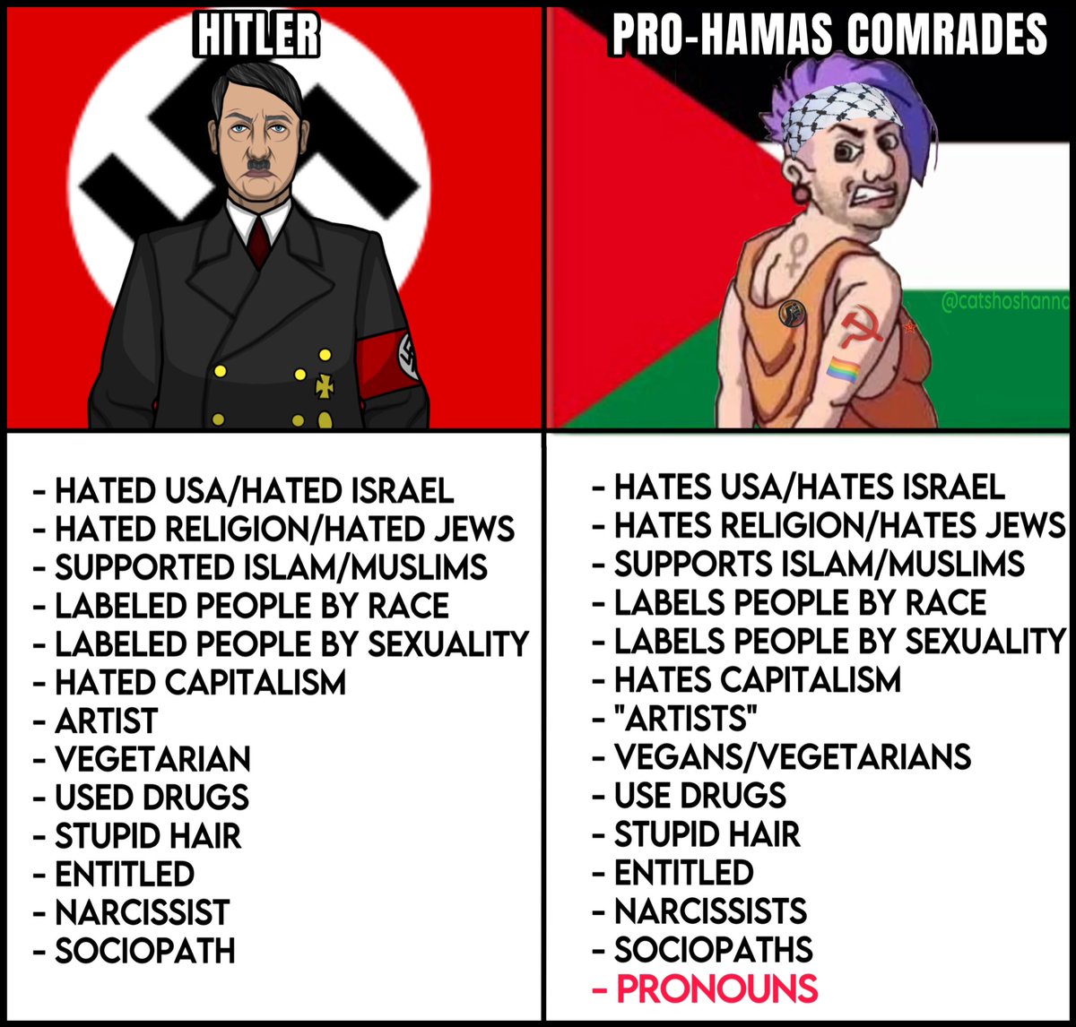 Perhaps it's time for self-reflection if the only thing setting you apart from Hitler is #Pronouns.