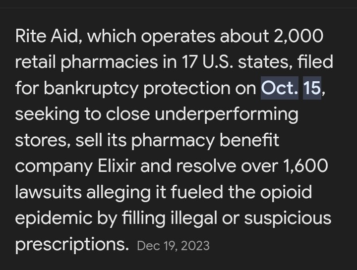 Is it possible #RiteAid had something to do with drilug cartels and the spike in fetanyol overdoses in the US..?
