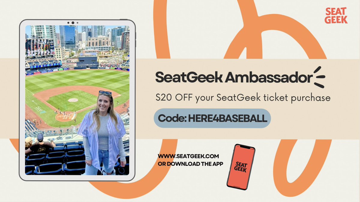 Super excited to announce I am now a  @SeatGeek Ambassador!! 

SeatGeek is my #1 go-to app for baseball and hockey tickets so I decided to partner with them and become a part of the SeatGeek Team. I'm beyond excited for this partnership!

✨ Be sure to use my code: HERE4BASEBALL