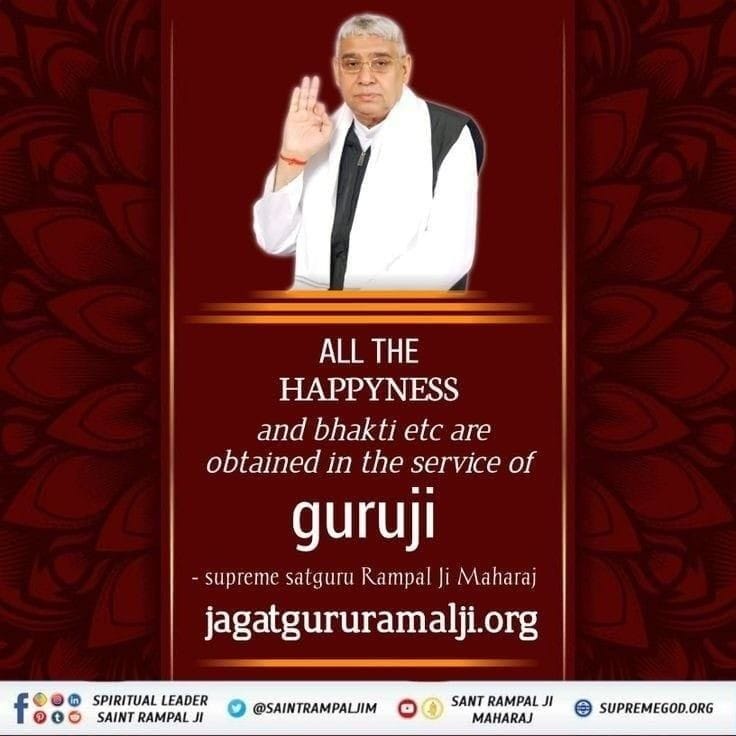 #GodMorningSunday 
✨️ALL THE HAPPYNESS and bhakti etc are obtained in the service of Guruji....🌷

~ Jagatguru Tatvadarshi Sant Rampal Ji Maharaj 
#sundayspecial