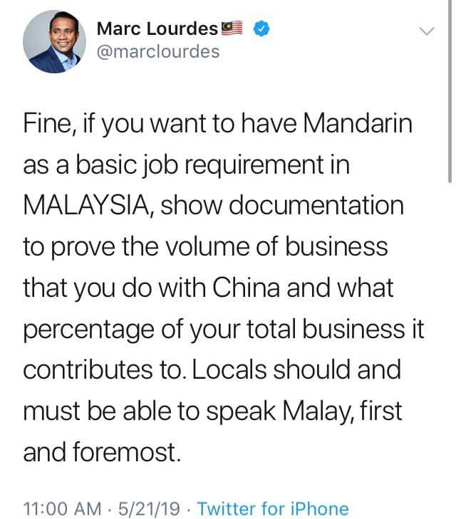 90% keuntungan perniagaan orang cina datangnya dari ORANG MELAYU &amp; 50% drpd glc badan kerajaan dll

Tiada bukti perniagaan² di Malaysia perlukan mandarin utk buat keuntungan malah biz dunia masih berasaskan english