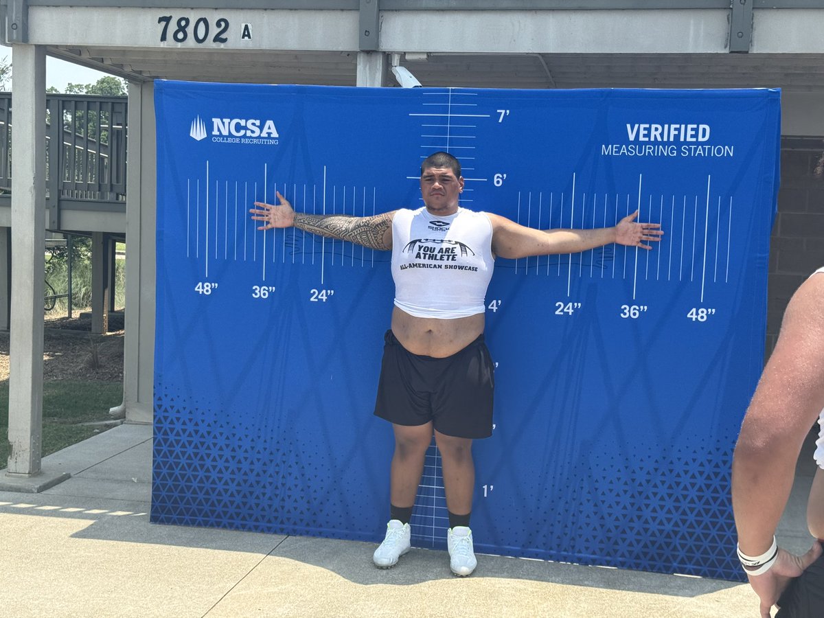 2026 OL Pupunagatoa Katoa dominated the @youareathlete competition day 1. He holds offers from Miami, Oklahoma, Texas A&M, and Texas.