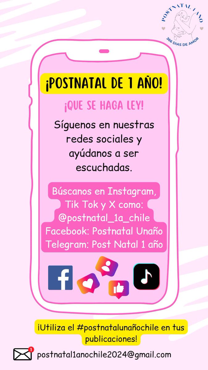 #postnatalunañochile que sea ley, no podemos dejar a nuestros bebés al cuidado de alguien más, cuando aún no empiezan su alimentación complementaria
@GabrielBoric @MaiteOrsini @AnaMariaGazmuri @hotuititeao @PamJiles @marisela

No hagan oídos sordos a nuestra petición