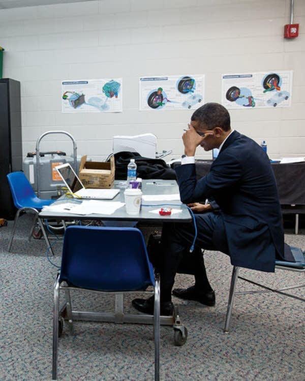 President Obama sits alone in a classroom after meeting with the families of the victims of the Sandy Hook shooting-Trump went to a disco party after spending 14 minutes with the Parkland victims…I beg you America, don’t f’this up…