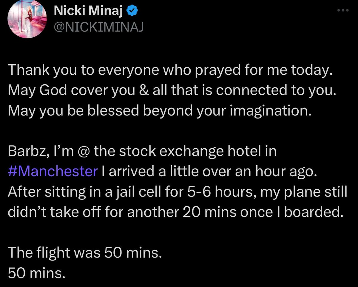 itsthatchck's tweet photo. I am so relieved to see that Nicki is okay. But I am still just as alarmed because I know this isn’t over. Nicki gave us her hotel location for a reason! She wants us updated on her whereabouts. Please continue to keep her in your prayers! https://t.co/PZnzeYDmWg
