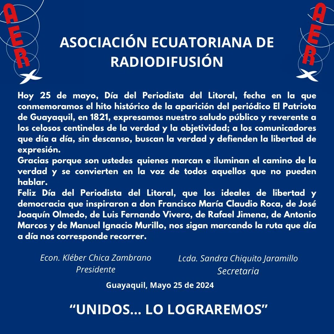 #ATENCION 🇪🇨 ¡Feliz día del periodista del Litoral! 🎤 🎙️ 📻 📺 Una profesión que conlleva compromiso y pasión. Pero sobre todo, el deber de informar con responsabilidad. ✨ #diadelperiodista #Ecuador #Noticias #Ahora #periodismo #Libertad #democracia