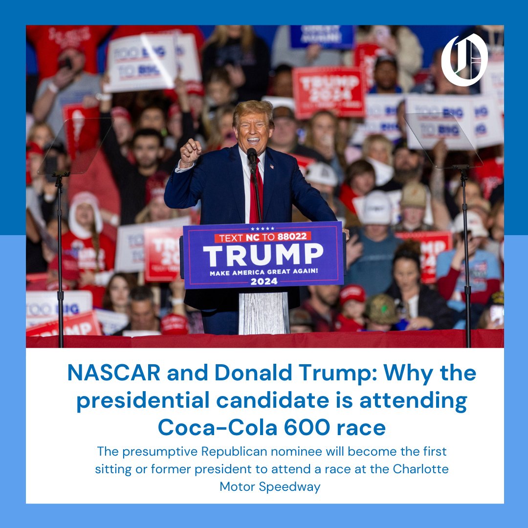 Donald Trump will attend Sunday's #NASCAR Coca-Cola 600. The presumptive Republican nominee will become the first sitting or former president to attend a race at the Charlotte Motor Speedway. Here's @mcolleen1996 on why he's coming TAP HERE: charlotteobserver.com/news/politics-…
