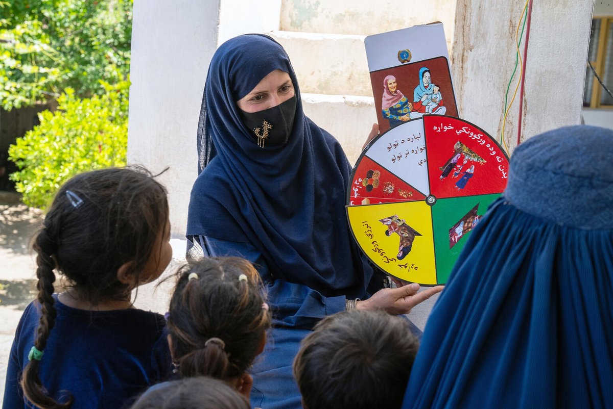 Madina, a Community Health Worker in eastern Afghanistan, is helping preventing malnutrition before it begins. 'I weigh the children, teach mothers what to feed them and how to prepare nutritious meals.'