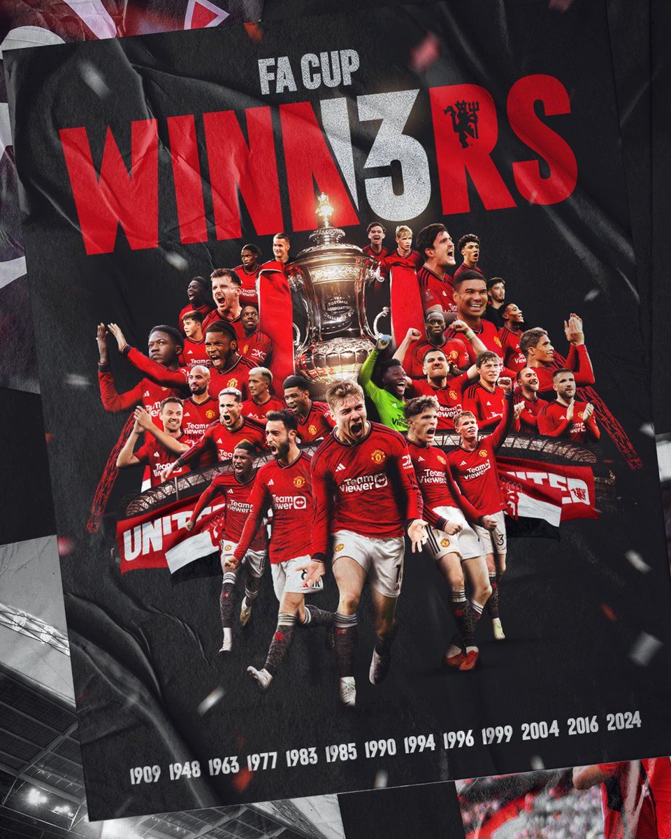 🏆🔴 Congratulations to @manutd on clinching the FA Cup! An extraordinary achievement and a testament to their hard work and dedication! 🏆⚽ 

#FACupChampions #ManUtd #GloryGloryManUnited 

Image: @manutd