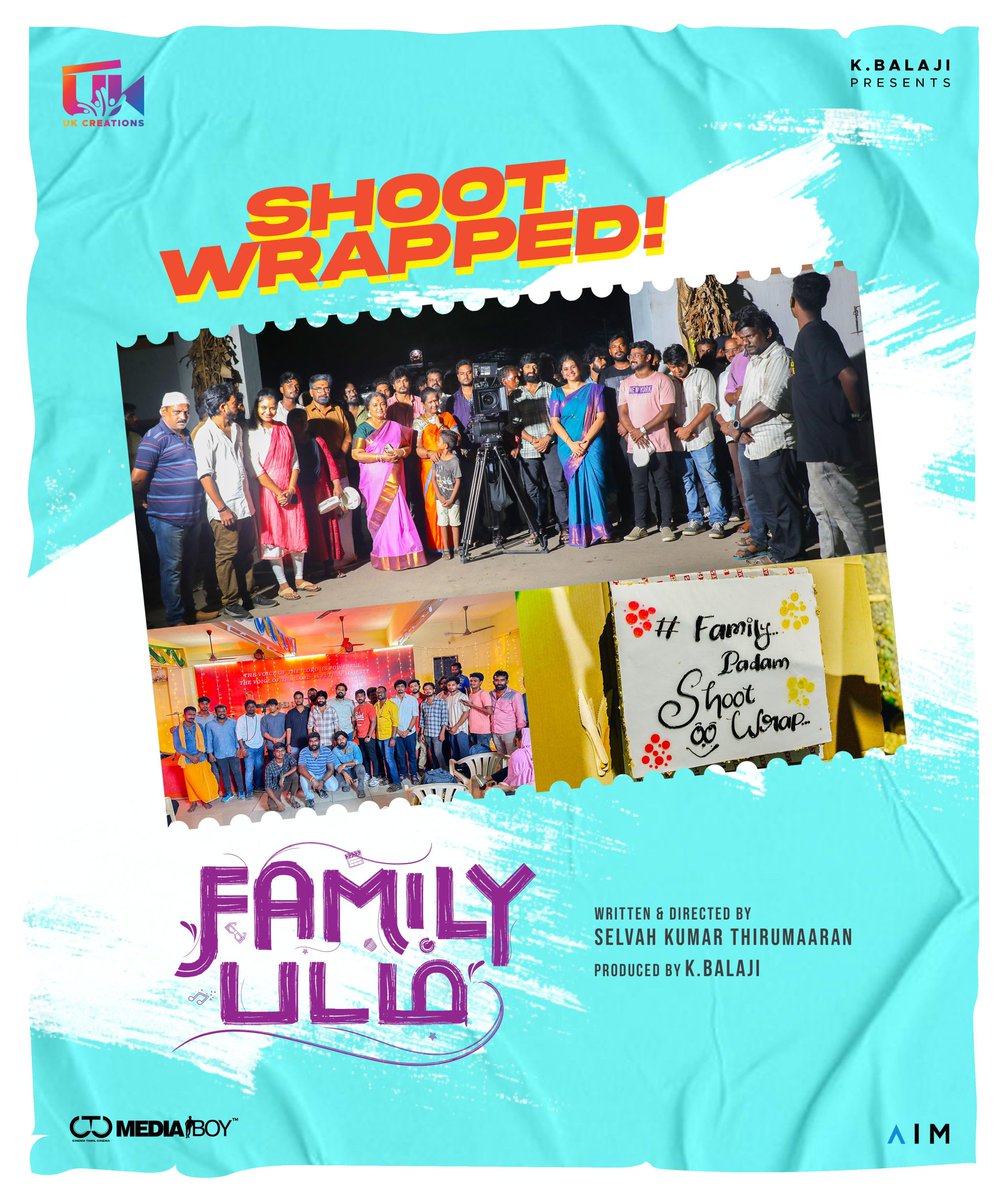 The strength of a 'Family Padam' - shoot wrapped up. @UKCreationsoffl Production No.1 #BalajiKumar @selvah_k_thiru @udhaykarthik5 @actorvivekpra @KavinKlusner #SubikshaKayarohanam @actorsathya5 @AniVee13 @editorsudharsan @meyyendira @teamaimpr