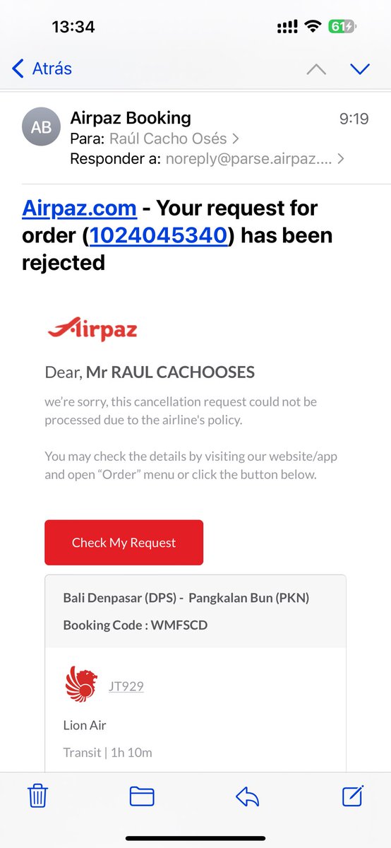 katxoraul's tweet photo. @Airpaz it seems this is a trick. I can’t claim the airline because I booked with you, but you don’t allow me for a refund because of the airline. How could it be that no one is responsible for refund once a flight has been rescheduled? https://t.co/OgorZ2no0J