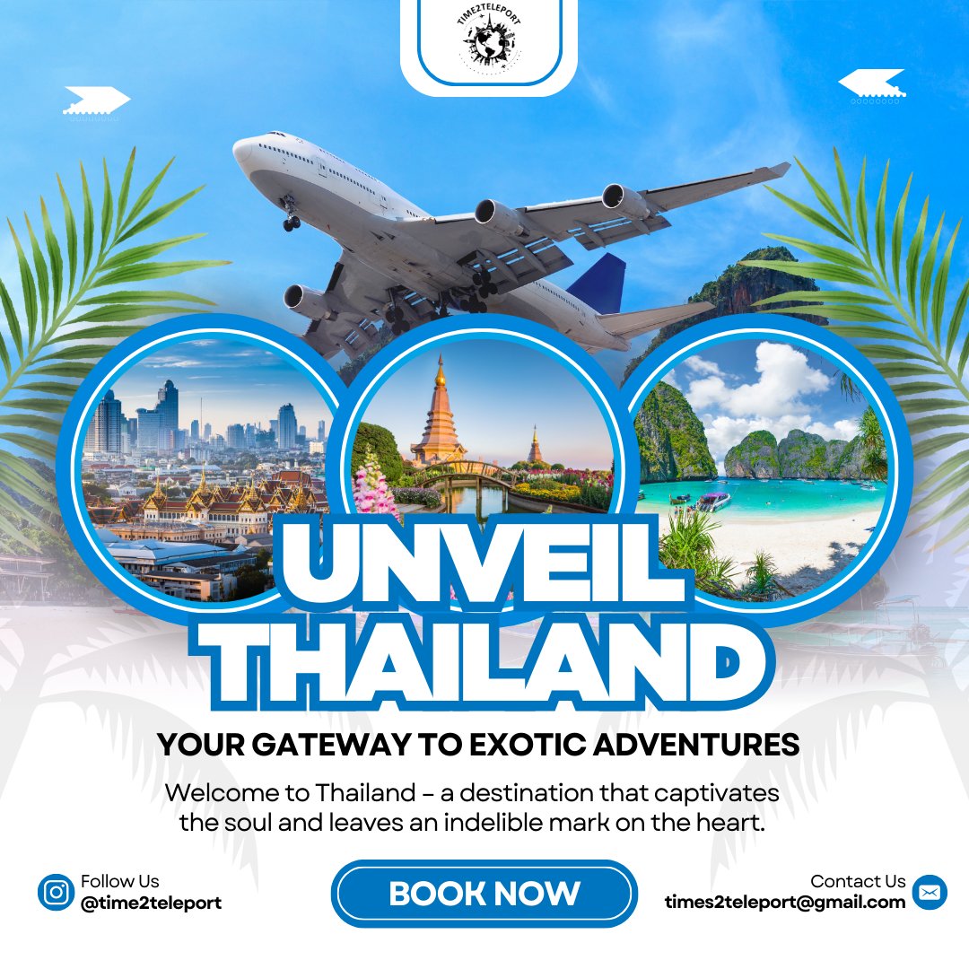 time2teleport's tweet photo. Unveil the magic of Thailand—your gateway to exotic adventures! 🇹🇭✨ Welcome to a destination that captivates the soul and leaves an indelible mark on the heart.

Follow @time2teleport to Explore

#Time2Teleport #UnveilThailand #ExoticAdventures #DiscoverThailand #ThailandTravel https://t.co/NmCTFFwLj6