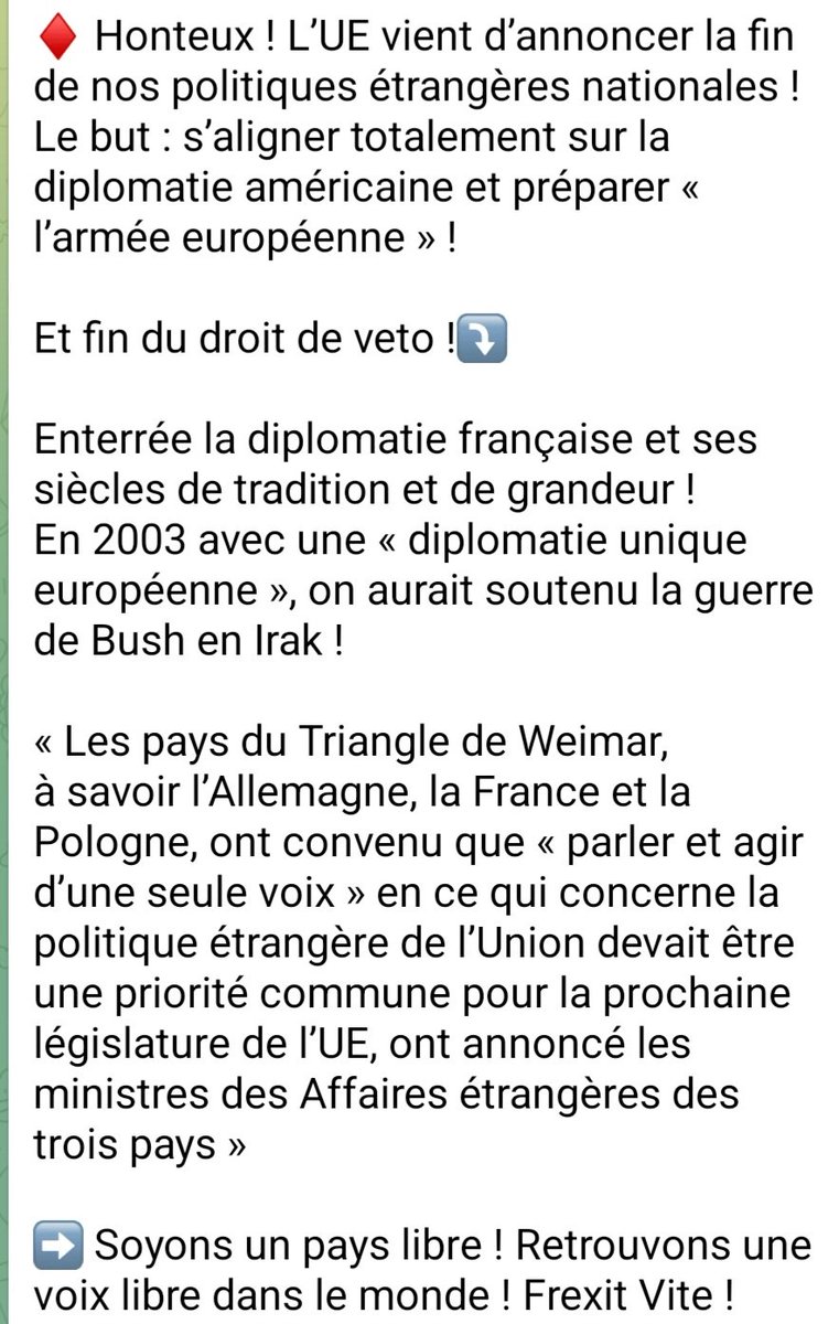 Savez-vous qu'en votant @ValerieHayer donc @vonderleyen la France perdra son droit de veto !
Soumission totale au reich de vonderleyen.
Pour éviter cela votez le #Frexit
#JeVoteLesPatriotes
#ElectionsEuropéennes2024