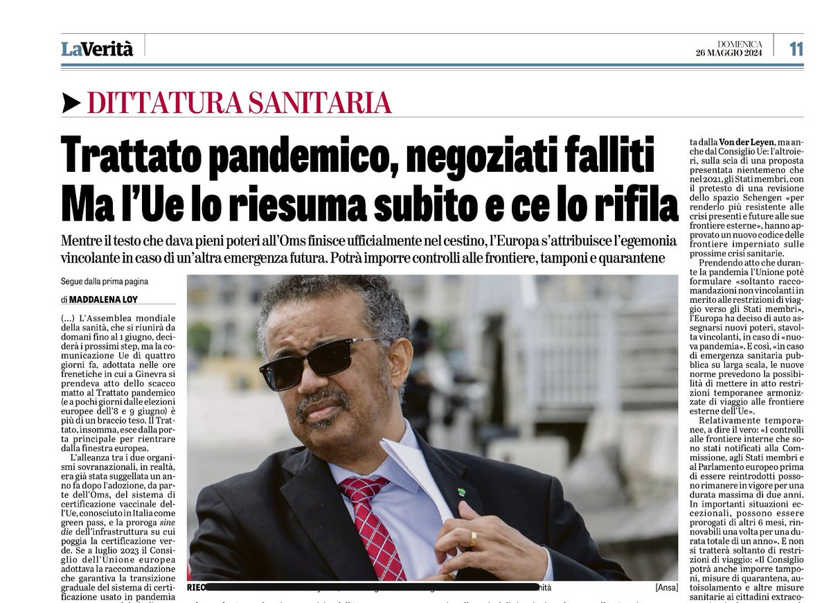 I negoziati sul Trattato pandemico da ieri sono ufficialmente chiusi: progetto fallito. Ma l’Ue arriva in soccorso dell’Oms e approva la comunicazione sull’“Unione Europea della Salute”. Il Consiglio si autoassegna inoltre nuovi poteri vincolanti in caso di pandemia: tamponi,