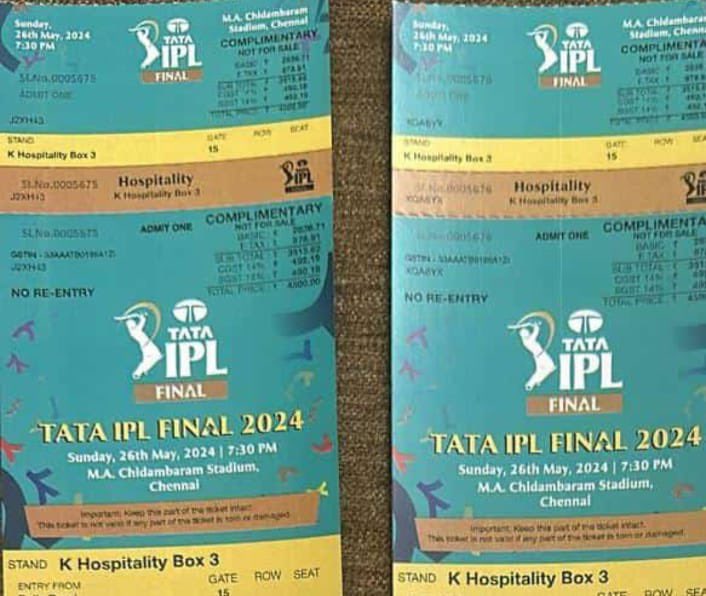 parveshkumar415's tweet photo. #TATAIPL2024FINAL 

LAST 8 tickets available in K HOSPITALITY BOX &amp; C LOWER

 DM ON WHATSAPP TO BUY - +916350381566
+91 9216810418  

#KKRvSRH #iplfinal #ipltickets #finaltickets #chepauktickets #srhtickets #SRHvsKKR #TATAIPL2024 https://t.co/EFsSUgBJZN