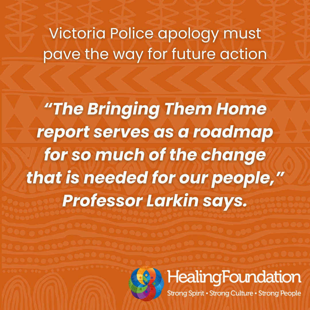 The Healing Foundation has welcomed the apology by Victoria Police as an important acknowledgement of the police involvement in creating the Stolen Generations.

Read more: healingfoundation.org.au/2024/05/26/vic…

#unfinishedbusiness #bringingthemhome