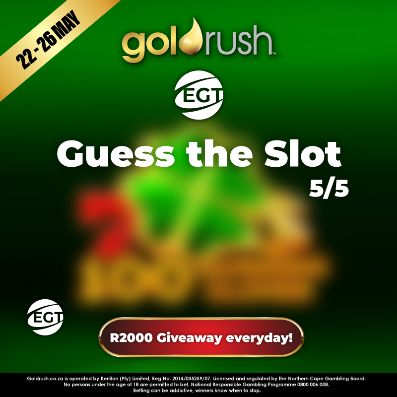 #GuessTheSlot Day 5

Guess the slot correctly and WIN with Goldrush!

 R10 000 in #EGT Slots Bonuses is up for grabs!

To enter, simply Like, Share, and Comment the Slot on this post.

We will randomly select 2 x R1,000 daily winners until Sunday.

Good luck!

#Goldrush #Promo