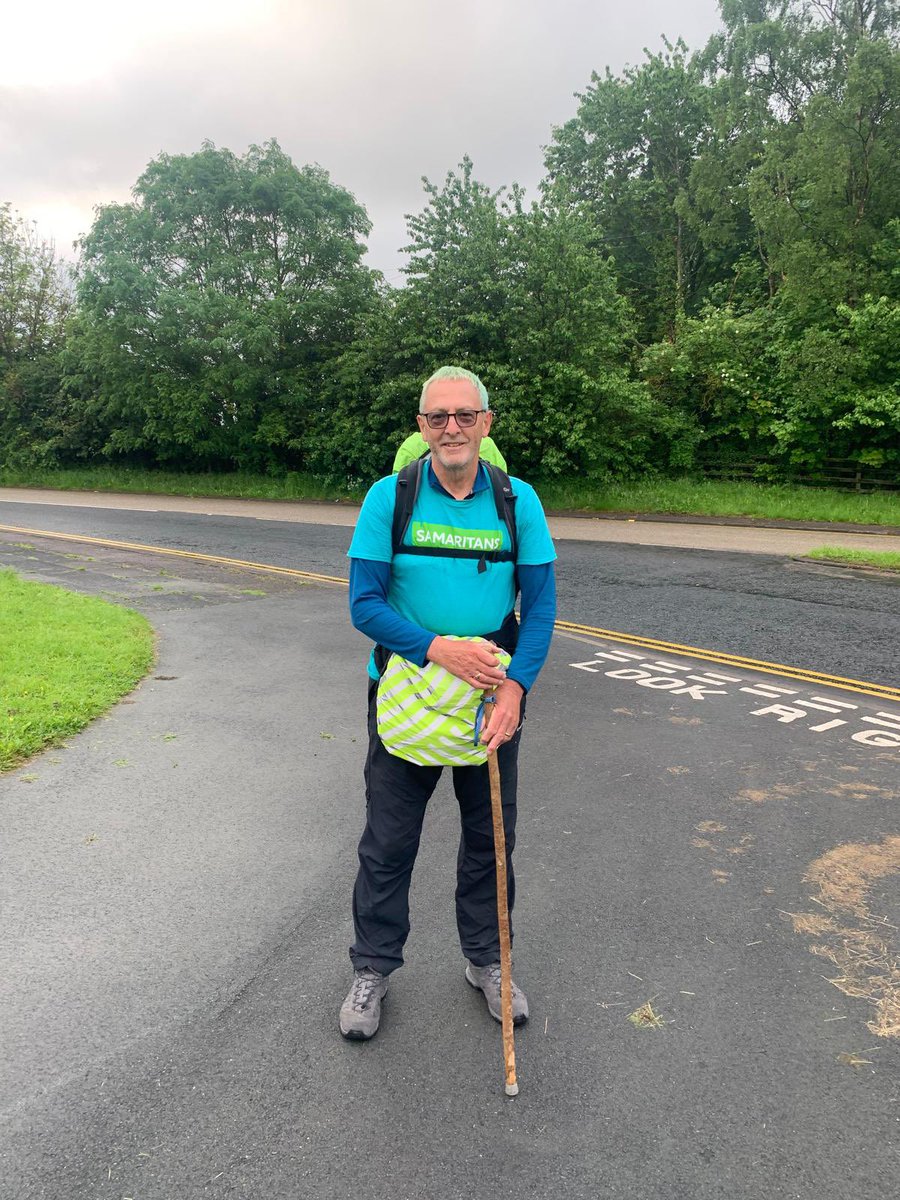This is Chris, the branch director of Darlington Samaritans. Today is the last day of his #EpicWalk from John O’Groats to Darlington. He has set off from Durham and will arrive back <a href="/Darlington_Sams/">Darlington and District Samaritans</a> this afternoon. We have a party planned to celebrate his amazing achievement. 💚