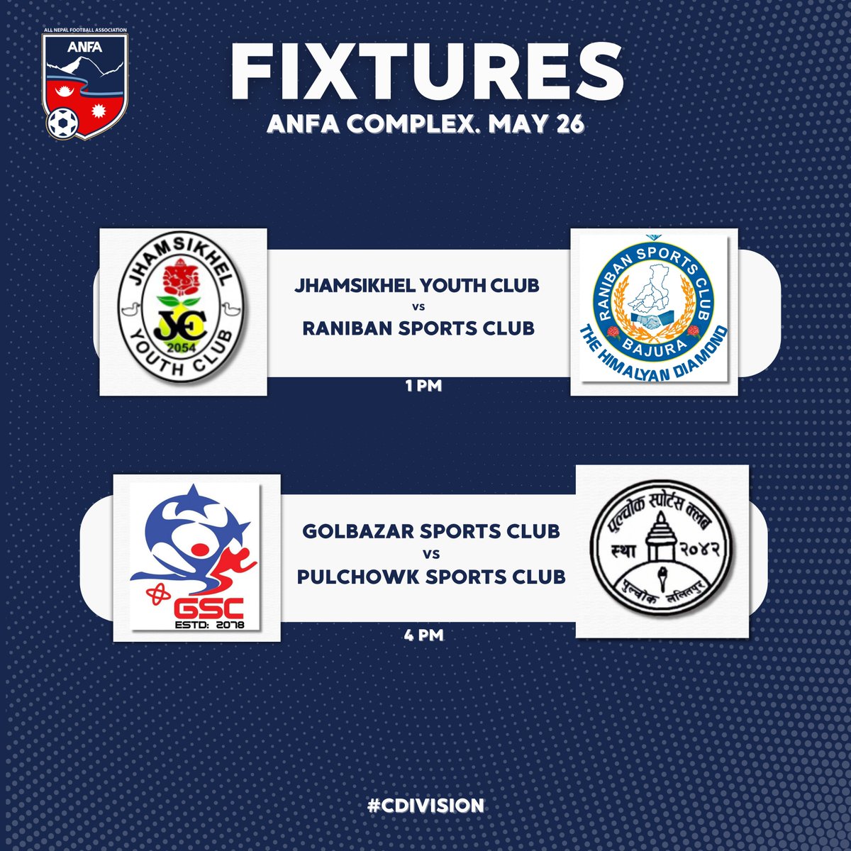 Sunday fixtures of #CDivision. #ANFA