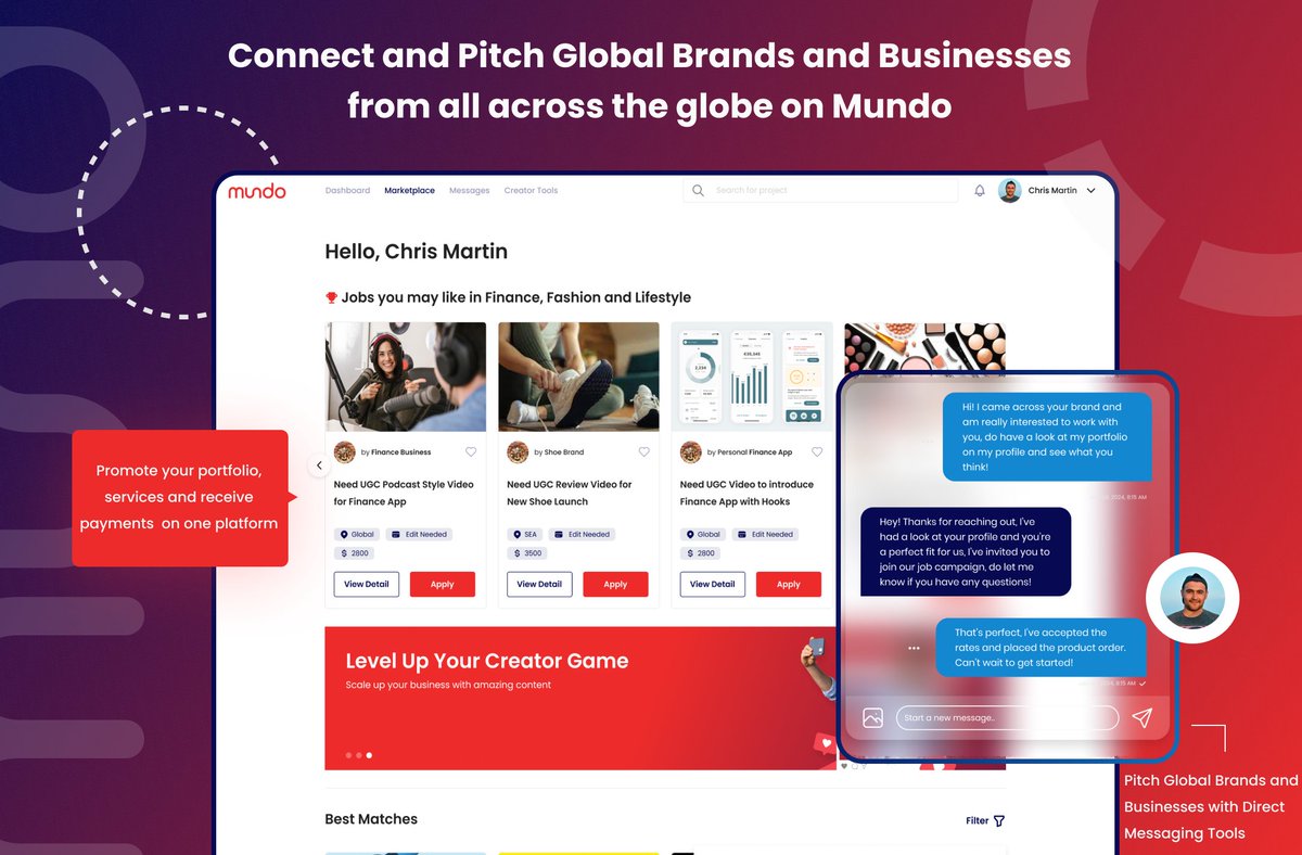 TryMundo's tweet image. Hey guys! Mundo has recently launched in early Beta to connect creators to brands all over the world (for free!)  We’ve launched to over 800+ creatorsand are already working with 100+ global brands, come join the fun: 
trymundo.com 

#ugc #ugccreators #ugccomunnity