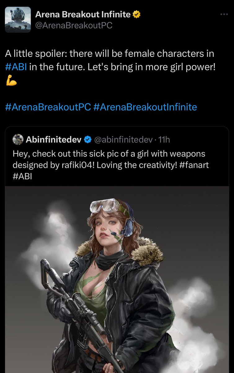 JuulTeam6ix's tweet photo. Ayeee yooo @abinfinitedev you gunna address the fact you posted art work claiming it was for #ABI when in reality it was a female Shturman?  Or how the two artists names in each post doesn’t match? Fans are learning off tencent. 

#escapefromtarkov #tarkov #eft #arenabreakout https://t.co/8XBtJrRSUW