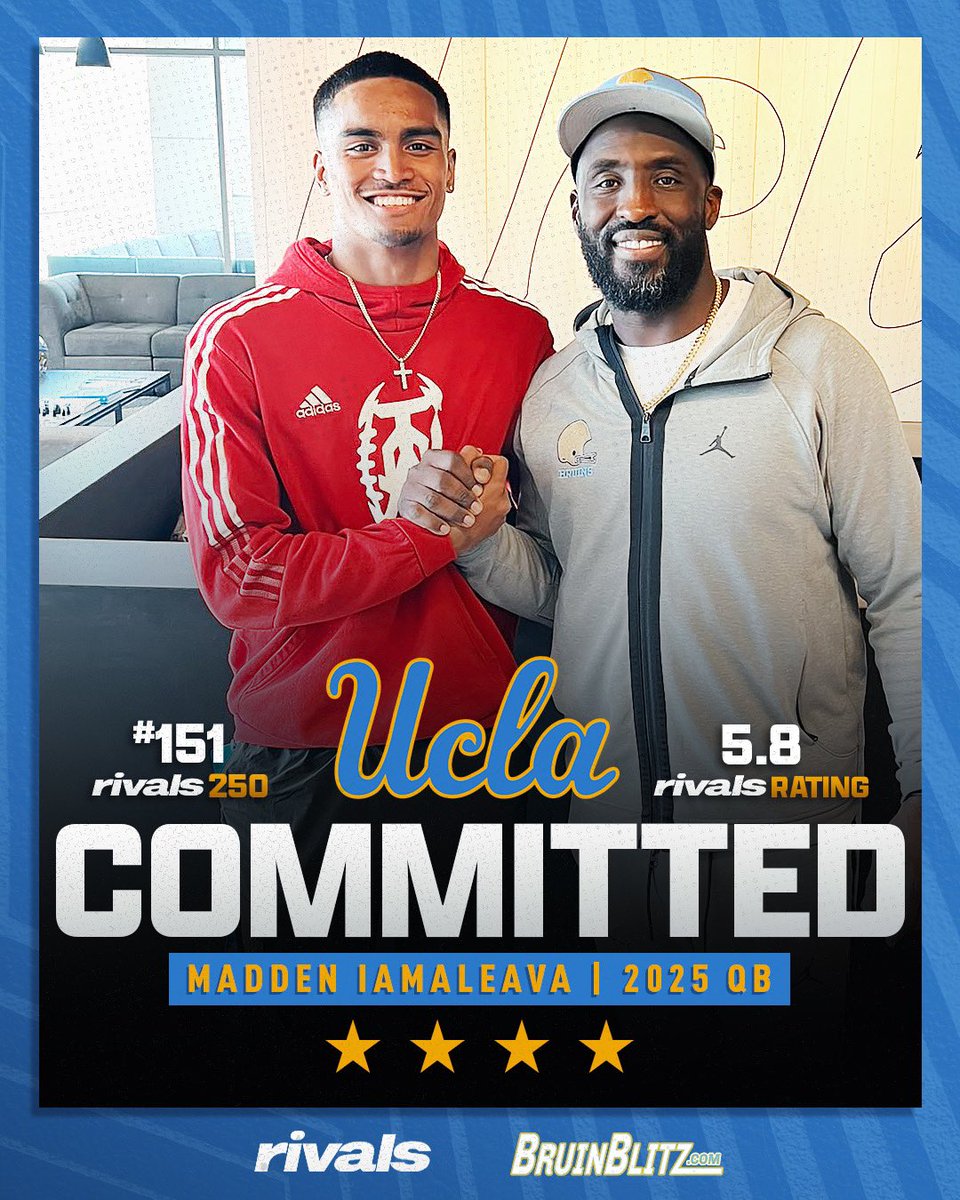 🚨COMMITMENT ALERT🚨 4⭐️ QB Madden Iamaleava has committed to UCLA 👀🔥 @UCLARivals
