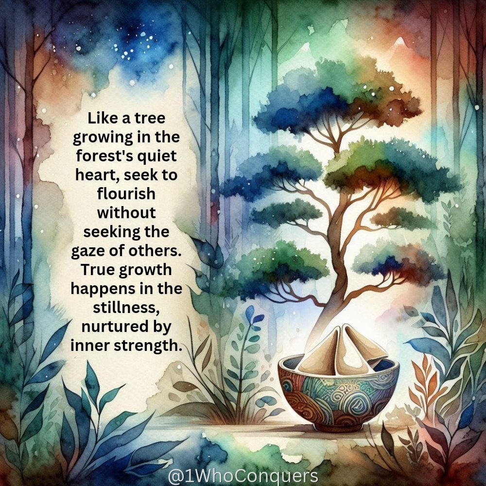 Like a tree growing in the forest's quiet heart, seek to flourish without seeking the gaze of others. True growth happens in the stillness, nurtured by inner strength. 🌳 #InnerGrowth #ConfuciusSays