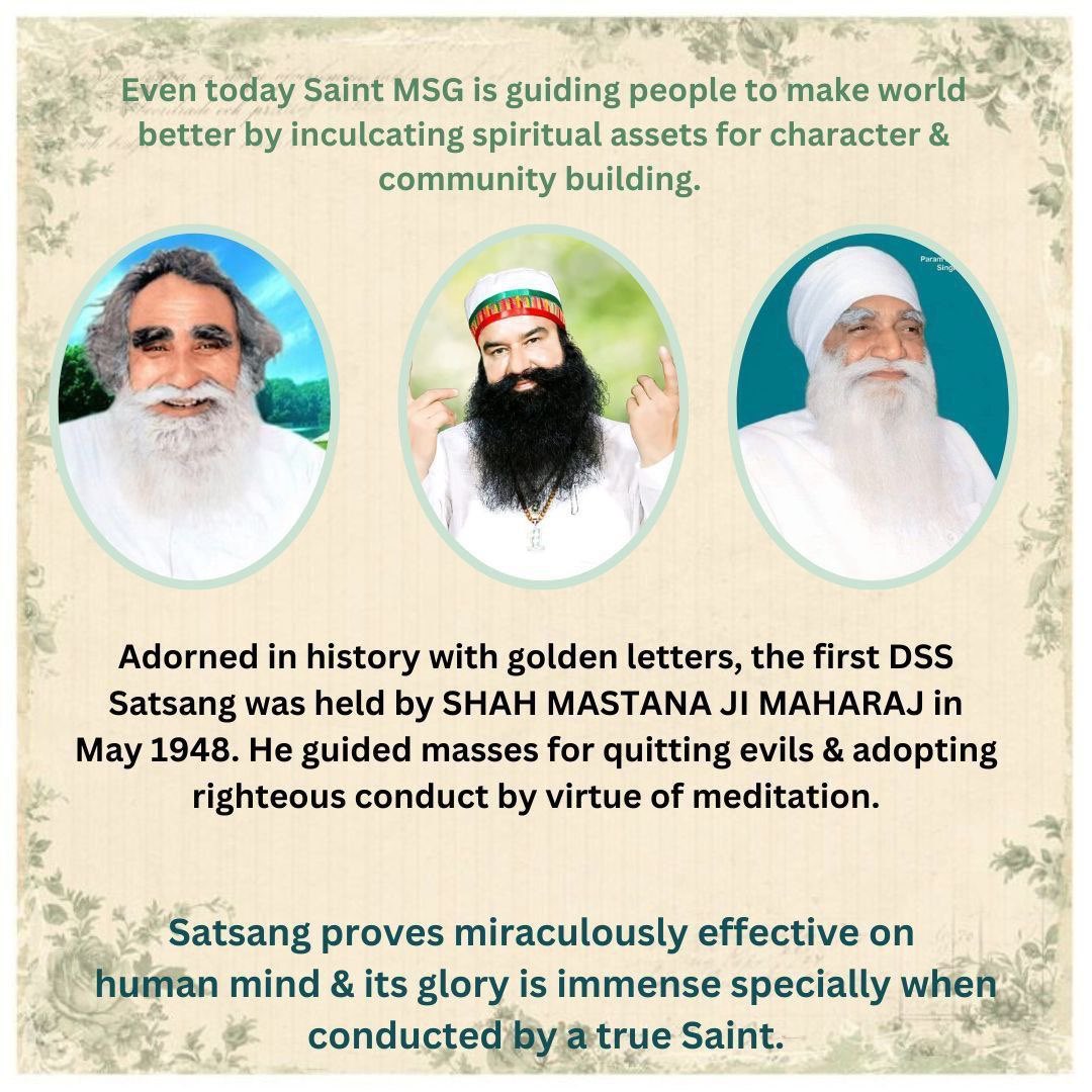 cuteeanuja's tweet photo. Sai Mastana ji Maharaj organised the first satsang in the month of May 1948. So today May special #SatsangBhandara will be held at Shah Satnam Shah Mastan Ji Dham Sirsa

Saint MSG Insan

https://t.co/3LLKQRKsKg https://t.co/B4HCwbsR6C