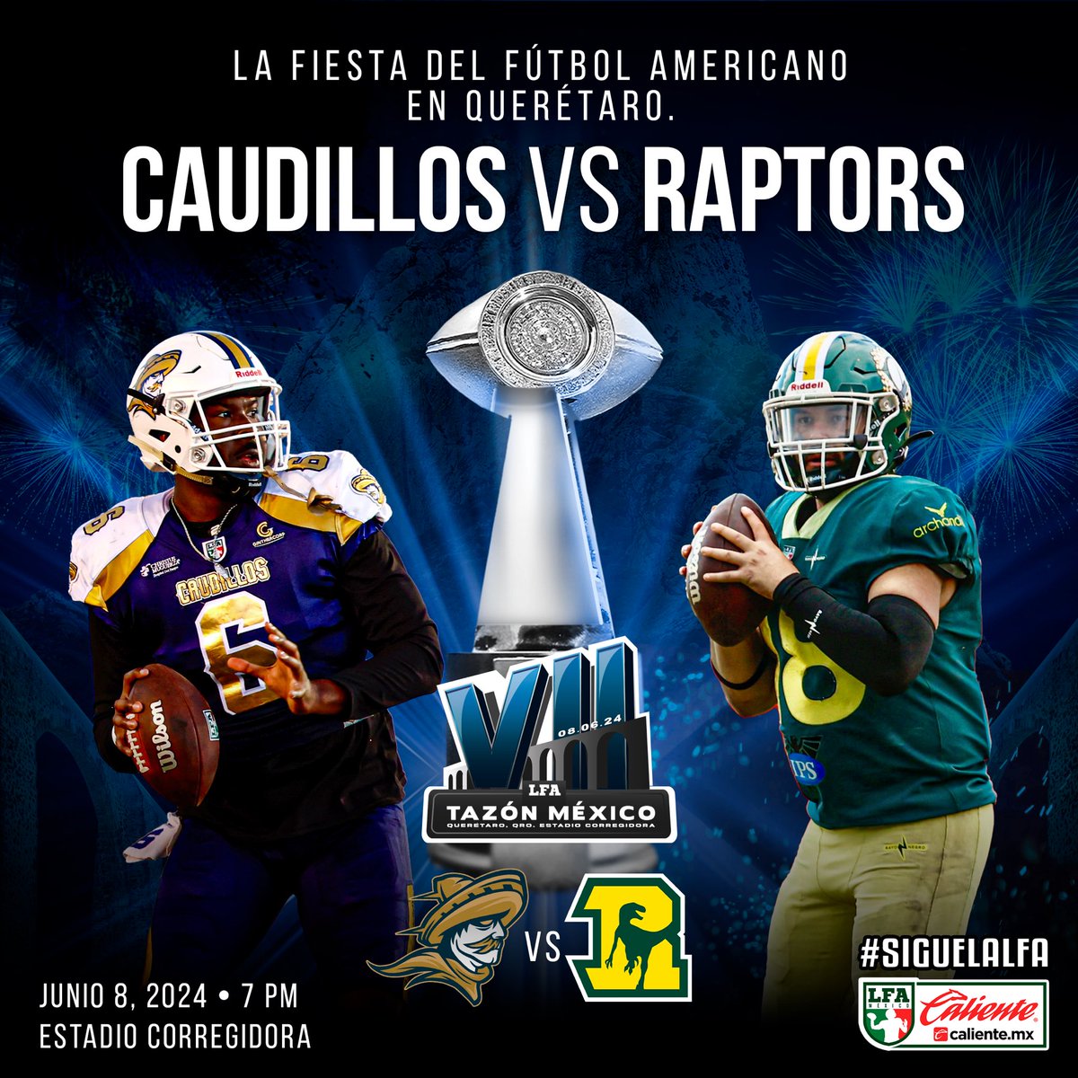 #AficiónLFA #TMVII
.
¡<a href="/CaudillosLFA/">caudilloschihuahua</a> y <a href="/RaptorsLFA/">Raptors LFA</a> se enfrentarán en el Tazón México VII presentado por <a href="/bebbiamx/">bebbia</a>!

El Estadio Corregidora espera el próximo 8 la fiesta del fútbol americano nacional para conocer al campeón de esta temporada en la Liga LFA Caliente.mx