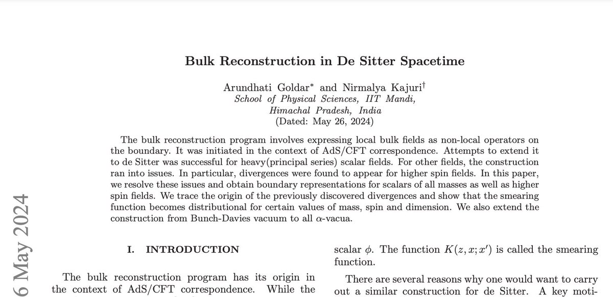 Coming soon to arXiv. First paper by Arundhati, my first PhD student.