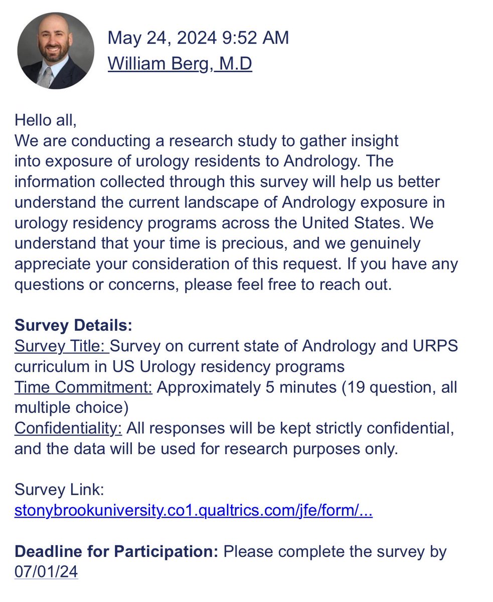 Society for the Study of Male Reproduction (@ssmr_malefactor) on Twitter photo Survey out from Dr <a href="/WillTBerg/">William T. Berg, MD</a>
Trying to better understand andrology and GU recon exposure across different
sections of AUA
Fill out below: stonybrookuniversity.co1.qualtrics.com/jfe/form/SV_5B… Survey out from Dr <a href="/WillTBerg/">William T. Berg, MD</a>
Trying to better understand andrology and GU recon exposure across different
sections of AUA
Fill out below: stonybrookuniversity.co1.qualtrics.com/jfe/form/SV_5B…