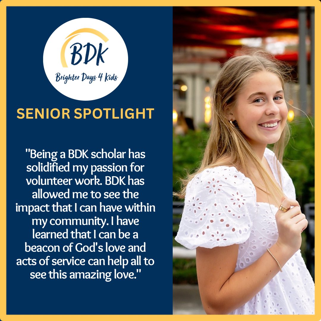 TheBDKFund's tweet photo. BDK Senior Spotlight! Seton grad, Ella plans to study Biology @ University of South Carolina. Awarded 711K in scholarships, this Scholar athlete also landed a NASA OSGc summer internship to study effects of gravity on cognitive and nuero functions. Congrats &amp; SHINE ON, Ella! ☀️👩‍🎓 https://t.co/UT5UtjyNL3
