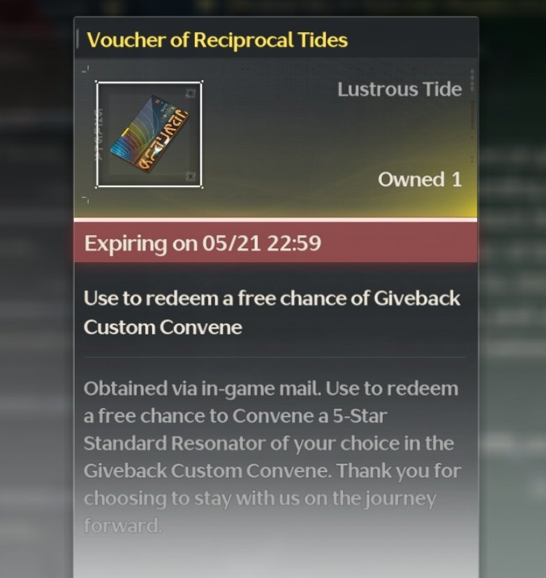 Flailing_Wings's tweet photo. @Wuthering_Waves Right but the ticket says its expiring 4 days ago, there is no banner, no use option.

It says it will expire at (im assuming) game reset, and since it "expires" days prior to today, does that mean the item will just go poof??? https://t.co/xB2AQCNUfL