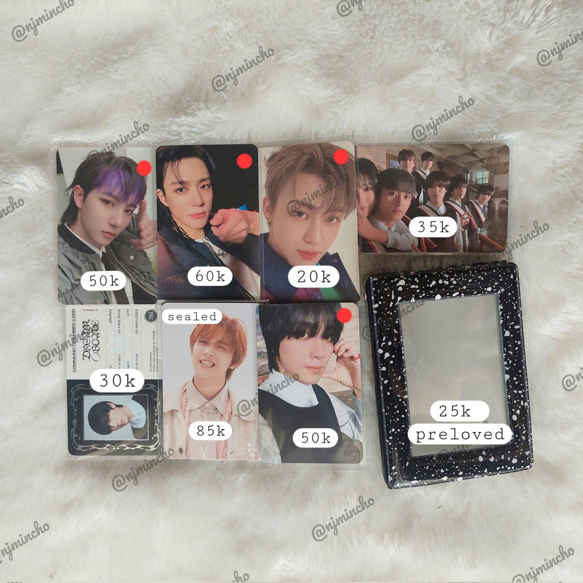 wts pc lfb ina official nct dream
- renjun dream()scape smini ver
- jeno smoothie ver
- haechan icfa/i can't feel anything ver
- pc group case ver
- id card jisung
- haechan cashbee resonance
- jaemin beatbox
- kolbuk preloved

📍Bandung
✅️ inc pack ❌️ adm🍊
✅️ keep max 6.6