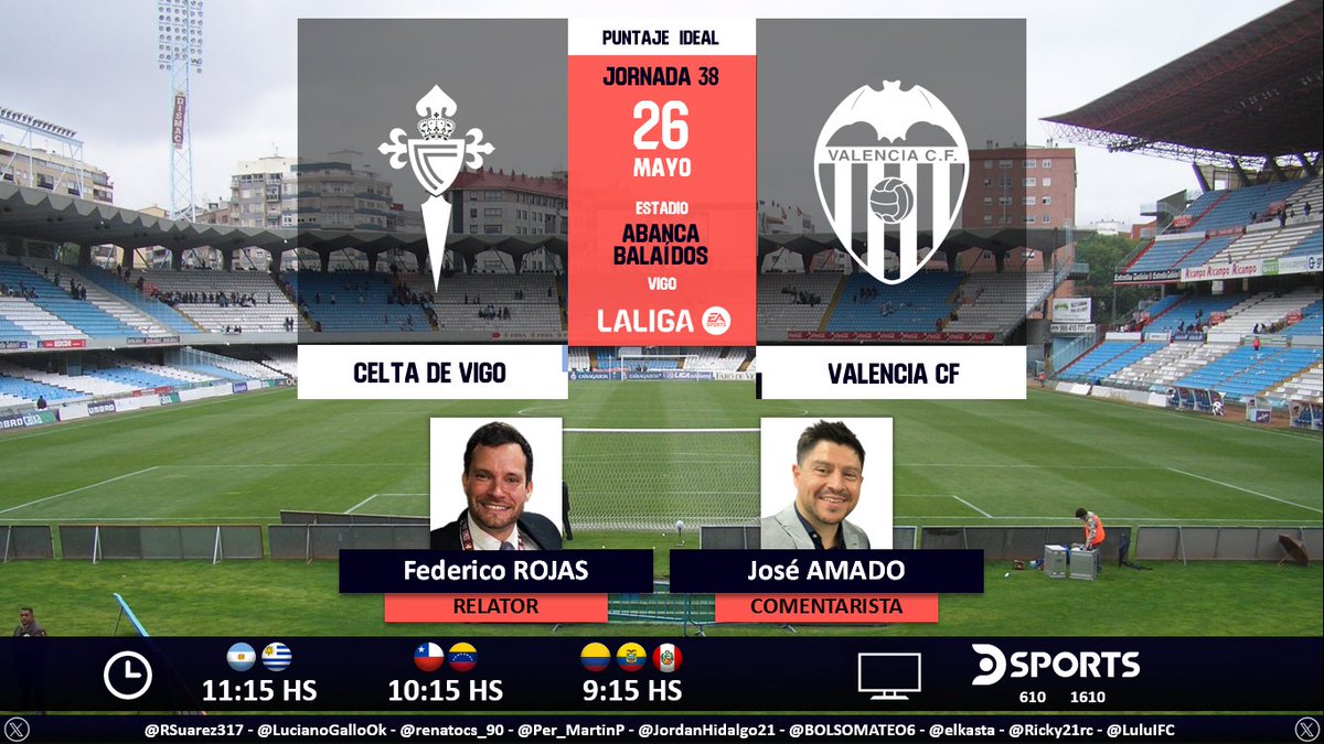 ⚽ #LaLiga 🇪🇸 | #Celta vs. #Valencia 🎙 Relator: @FDVENE 🎙 Comentarista: @joselitoamado 📺 @DSports (610-1610) Sudamérica 💻📱@DGO_Latam 🤳 #LaLigaEnDSPORTS - #CeltaValencia Dale RT 🔃