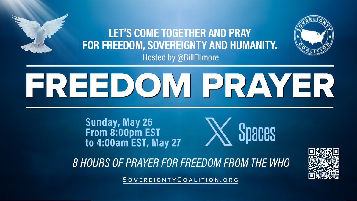 Join us tomorrow night. We are the 8 billion. Freedom prayer. x.com/i/spaces/1lyxb…