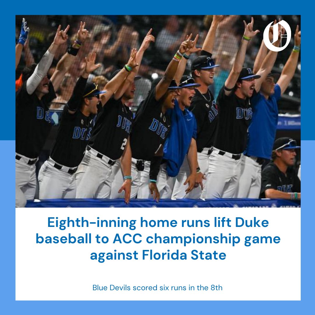 Duke reaches the ACC baseball championship in Charlotte. Alex Stone and Devin Obee hit two-run home runs during a six-run eighth inning. ✍️ @stevewisemanNC 📸 @theACC TAP HERE: charlotteobserver.com/sports/college…