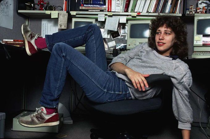 Susan Kare, famous Apple artist who designed many of the fonts, icons, and images for Apple, NeXT, Microsoft, and IBM. (1980s)