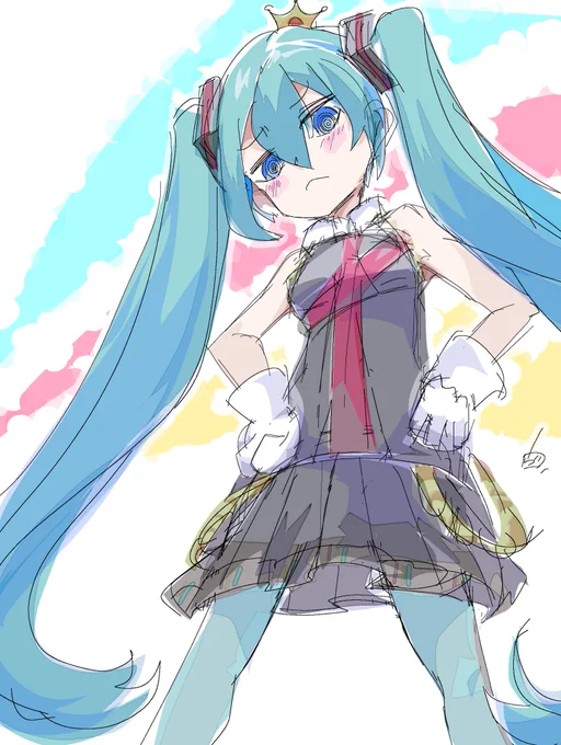 今日のラフ気まぐれメルシィ#初音ミク 