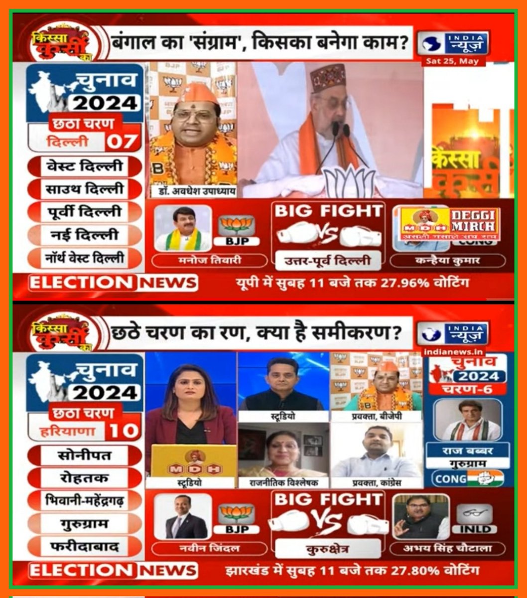 avdhaish's tweet photo. कल हुए #loksabhaelections2024phase6 के मतदान को लेकर @ZeeDNHNews , @NetworkItv , @Khabarfast , @SaharaSamayNews की चर्चा में भाग लिया।
#LokSabhElections2024
#6thphasevoting https://t.co/K8oUySwcSS