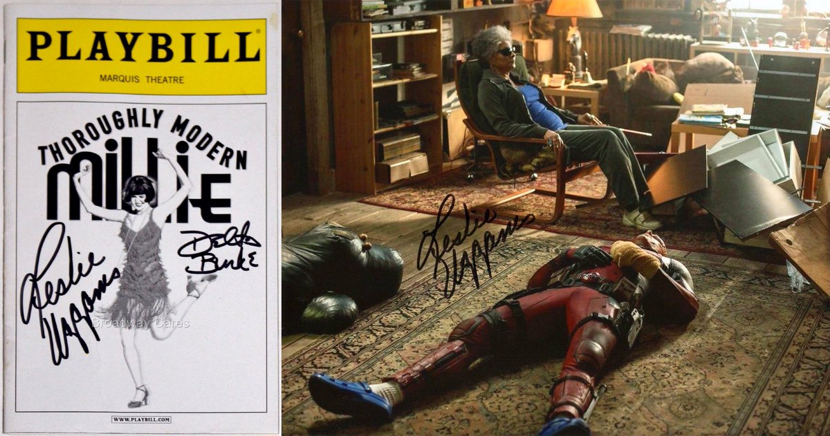 Happy birthday to the incomparable Leslie Uggams! 🎂❤️ @playbill from “Thoroughly Modern Millie” signed for @BCEFA by Uggams & Delta Burke, and 8x10 @deadpoolmovie photo signed by Uggams, both from our collection. #LeslieUggams #Deadpool #ThoroughlyModernMillie #BCEFA