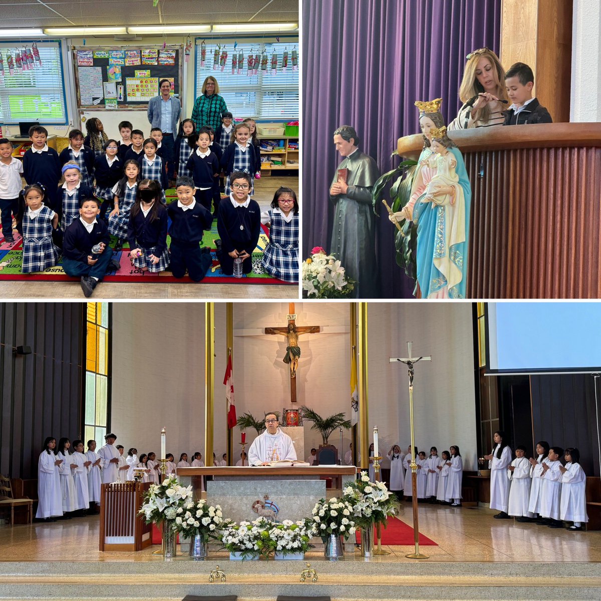 Busy day at OLGC. Mary Help of Christians Feast Day Mass with 32 altar servers! We also had a visit from our @CISVA2 superintendent Mrs. Sandy Marshall. #MaryHelpofChristians #Salesians #cisva #olgcbestinbc